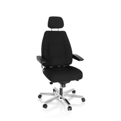 Abbildung von hjh OFFICE 608916 Arbeitsstuhl 24 Hours I Stoff Schwarz robuster Stunden Bürostuhl ergonomisch, bis 150kg belastbar