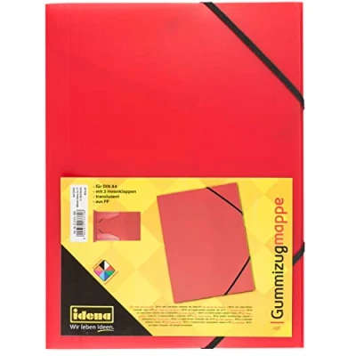 Abbildung von Idena 213372 Sammelmappe mit Gummizug für DIN A4, aus Polypropylen, transluzent rot, 1 Stück
