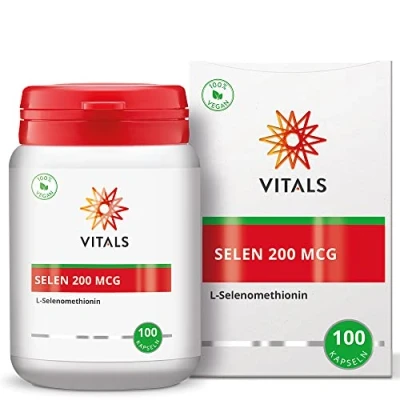 Abbildung von Vitals Selen, 200mcg, 100 Kapseln. L Selenomethionin Hochdosiert. Gut resorbierbare, organische Mineralstoffverbindung. 100% Vegan. Selenium.