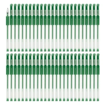 Abbildung von OFFICER PRODUCTS Gelkugelschreiber Kugelschreiber ‎/ 50 Stück (50er Pack) /Geltinte Farbe: Grün/Kugeldurchmesser: 0,5 mm/Gelstifte Gelschreiber/Wasserfeste und Nicht Verblassende Tinte/Gummigriff