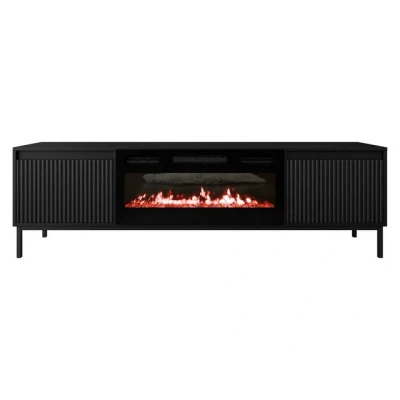 Abbildung von MIRJAN24 TV Schrank Ozmi 2K EF mit Kamin (mit zwei Kleppen) Realistische LED Flamme, push to open