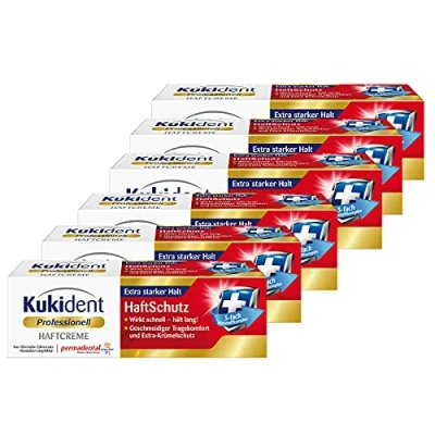 Abbildung von Kukident Zahnpflege Set Haftcreme (6 x 40g), Spar Pack, 6 tlg., Haftschutz mit Extra starkem Halt