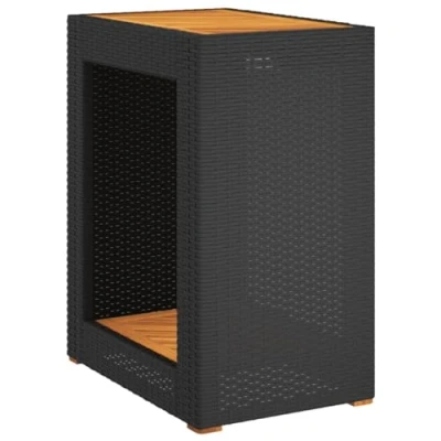 Abbildung von vidaXL Gartentisch Garten Beistelltisch mit Holzplatte Schwarz Poly Rattan (1 St)