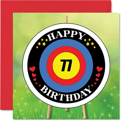 Abbildung von Stuff4 Lustige Geburtstagskarte zum 77. Geburtstag für Männer und Frauen Zielalter Happy Birthday Karte Vater, Mutter, Großvater, Oma, Onkel, Tante, 145 mm x