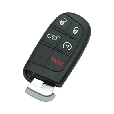 Abbildung von BROVACS Schlüsselgehäuse + ungeschliffener Rohling Notschlüssel kompatibel mit Jeep Grand Cherokee Durango 5 Tasten Smart Keyless Entry Remote Key Case Fob 4 BTN Panic PG756G