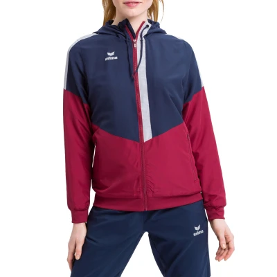 Abbildung von Erima Damen Squad Tracktop Trainingsjacke, New Navy/Bordeaux/Silver Grey, 38
