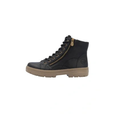 Abbildung von Rieker Damen Schnürstiefeletten N0031, Frauen Stiefeletten, lose Einlage,uebergangsstiefel,schnürboots,Winterschuhe,warm,schwarz (00),39 EU / 6 UK