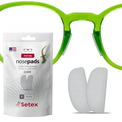 Abbildung von Setex Gecko Grip Ultra Thin 0.6mm Anti Slip Eyeglass Nose Pads, (5 Clear Pair) USA Made, 2500 Innovative Microstructured Fibers per Pad, x 7mm 16mm