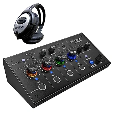 Abbildung von Roland Bridge Cast Dual Bus Gaming Mixer Komplettlösung für Audio Streaming + keepdrum Kopfhörer