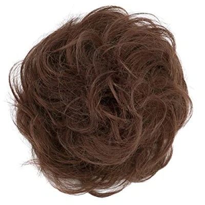 Abbildung von CAISHA 100% ECHTHAAR Haargummi Haarteil Haarverdichtung Zopf Haarband Haarschmuck Dunkelrot H312k