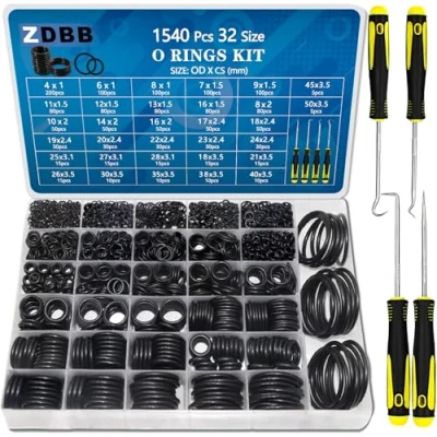 Abbildung von ZDBB 32 Größe 1540 Pcs O Ringe Sortiment Kit metrischen Nitrilkautschuk Oring Set mit 4 Pick für Automotive Wasserhahn Hochdruckreiniger Sanitär Luft oder Gas Reparatur OD 4mm 50mm