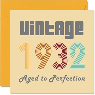 Abbildung von Geburtstagskarten zum 92. Geburtstag für Männer und Frauen Vintage 1932 Aged To Perfection 92 Lustig Sie Ihn 145 mm x Glückwunschkarten