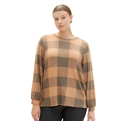 Abbildung von TOM Tailor Strickpullover, Damen, Größe: 50, Blush navy cosy check