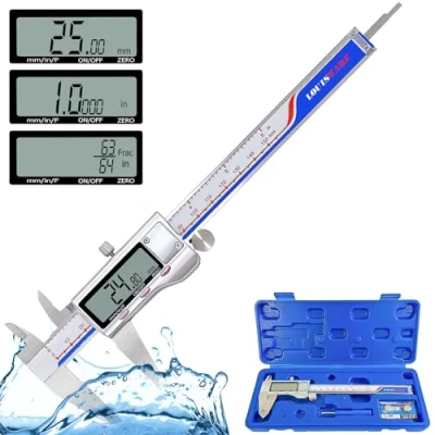 Abbildung von Messschieber Digital Hochpräzise Edelstahl Schieblehre 0 150mm/0 6 Elektronischer Mikrometer Für Innen Außen und Stufenmessungen LED Display Industrielles Testinstrument (blau)