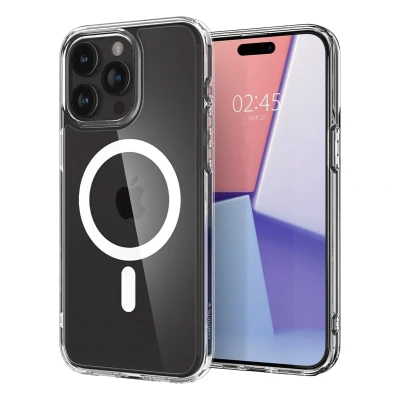 Abbildung von Spigen für iPhone 15 Pro Ultra Hybrid MagFit Hülle [Anti Yellowing] Case Handyhülle Transparent Dünn Slim Kompatibel mit MagSafe Weiß