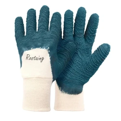 Abbildung von ROSTAING Handschuhe PROTECT Latex für die gemischte Gartenarbeit Rosen und kleine Dornen Wasserdichter Schutz Ideal zum Schneiden von Schutzhandschuhe Grün Blau