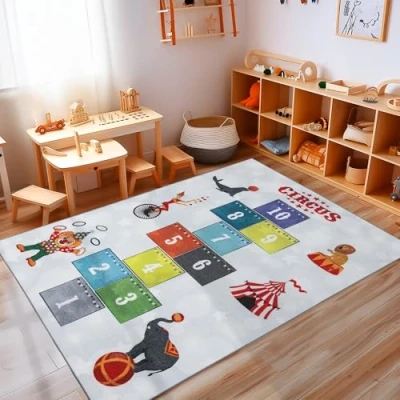Abbildung von Kinderteppich Himmel und Hölle, Carpettex, Rechteckig, Höhe: 7 mm, Teppich Kinderzimmer Hölle Rutschfest Waschbar