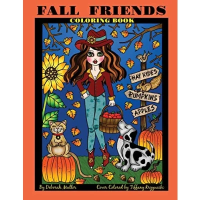 Abbildung von Fall Friends: friends Coloring Book. girls and their furry are ready for the season in this whimsical book full of fun pictures to color. By Artist Deborah Muller