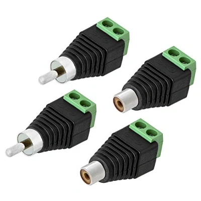 Abbildung von E.T 2X Cinch Buchse + Stecker RCA &gt; Terminal Block 2 Pin Adapter Schraub Klemmen