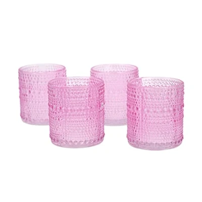 Abbildung von Creativery Teelichtgläser 7x8 cm 4 Stück Teelichthalter Glas Farbauswahl: rosa 148