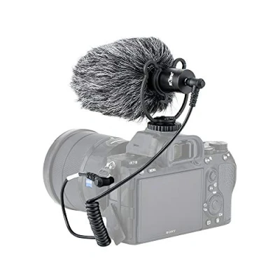 Abbildung von Universal Shotgun Video Kamera Mikrofon mit Shock Mount für iPhone, Android Smartphones, Canon, Nikon, Sony DSLR Kameras Camcorder YouTube Vlogging Facebook Livestream Recording Kondensator Mic