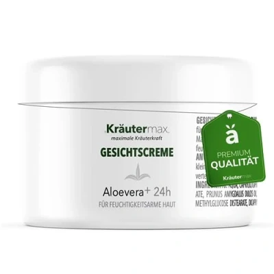 Abbildung von Kräutermax. Aloe Vera Gesichtscreme Naturkosmetik Gesicht Creme Gesichtspflege mit Aloevera Gel, 100 ml