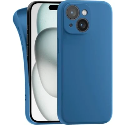 Abbildung von MyGadget Hülle Kompatibel mit iPhone 15 Plus robuste Silikon Schutzhülle TPU Case Slim Silikonhülle Back Cover Kratzfest Handyhülle Matt Dunkelblau