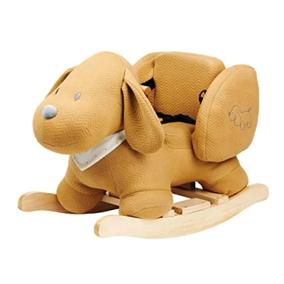 Abbildung von Nattou Schaukeltier, Hund Charlie, Inkl. Sicherheitsgurt, Fröhliches Hin und Herschaukeln, 63 x 33 45,5 cm, Vegan, Jacquard, Polyester/Holz, Karamell