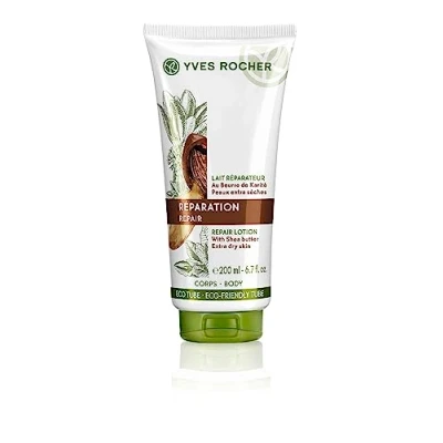 Abbildung von Yves Rocher PFLANZENPFLEGE KÖRPER Repair Körpermilch reichhaltige Bodylotion Damen mit reparierender Bio Karitébutter für sehr trockene Haut