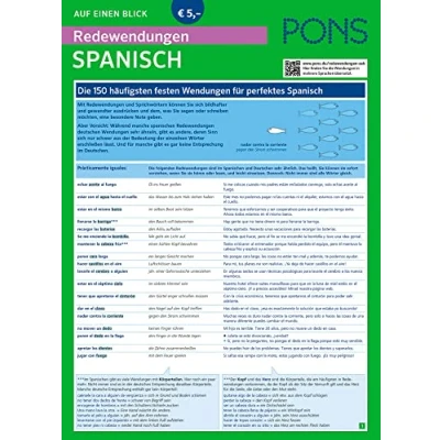 Abbildung von PONS Redewendungen auf einen Blick Spanisch: Die 150 wichtigsten mit Übersetzung und Beispielen für authentisches Spanisch (PONS Blick)