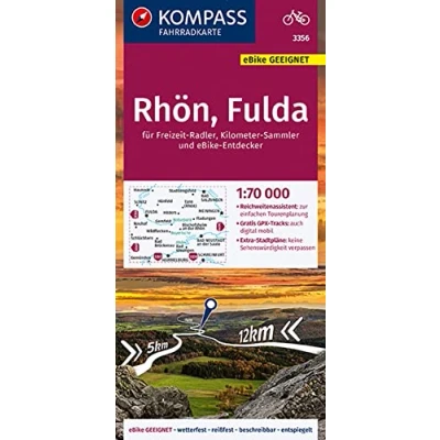 Abbildung von KOMPASS Fahrradkarte 3356 Rhön, Fulda 1:70.000: reiß und wetterfest mit Extra Stadtplänen