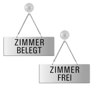 Abbildung von OFFORM DESIGN Wendeschild l Kettenschild Hängeschild Zimmer Frei/Zimmer Belegt mit Saugnapfhaken 175x65 mm Nr.31225 ES