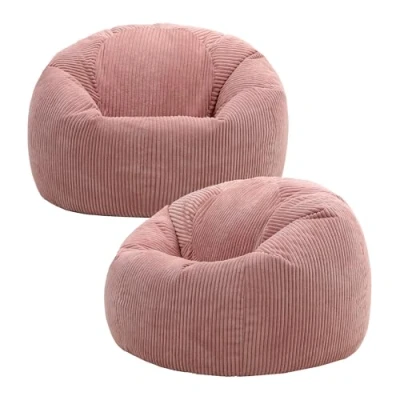 Abbildung von Icon Kingston Sitzsack Cord, Hellrosa, 2er Pack, Erwachsene mit Füllung, Bean Bag, Cord Sessel, Lounge Stuhl, Schlafzimmer, Wohnzimmer, Wohnzimmer Möbel