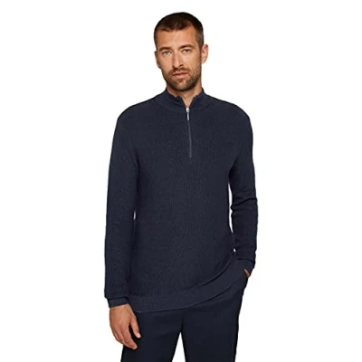 Abbildung von TOM TAILOR Herren Strukturierter Troyer Pullover 1027940, 10668 Sky Captain Blue, M