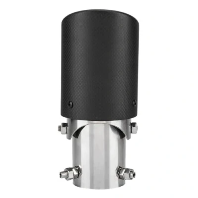 Abbildung von VOBOR Auto Auspuffrohr, Auspuff Endschalldämpfer, Carbon Style Einstellbare Einzelauslass Auspuffrohr Schalldämpfer Endrohr Edelstahl Chrom Ende 40 54mm