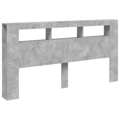 Abbildung von vidaXL LED Kopfteil, Bettkopfteil mit Leuchten, Betthaupt Fächern, Bettzubehör Schlafzimmer, Betongrau 200x18,5x103,5cm Holzwerkstoff