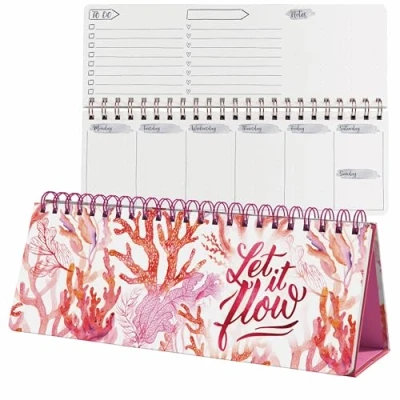 Abbildung von SIGEL JP104 Wochenplaner undatiert, Tischkalender ohne Datum, 100 g/m², Hardcover, 53 Wochen, 124 Seiten, Underwater Miracles, aus nachhaltigem Papier, Jolie