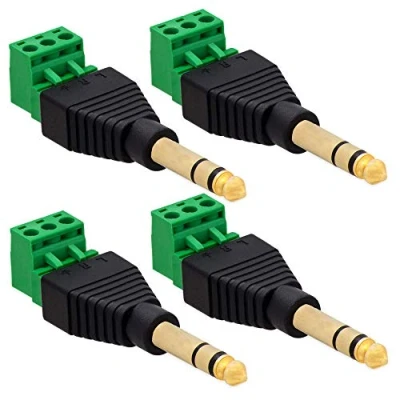 Abbildung von E.T 4X Klinkenstecker 6,35mm Adapter Terminalblock 3 Pin stereo Schraub Klemme 2 Teilig