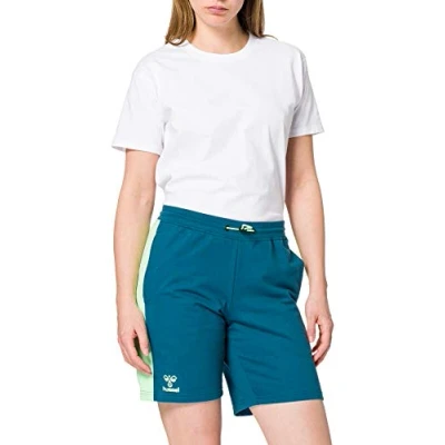 Abbildung von hummel Womens 211006 Shorts, Blue Coral/Green Ash, M