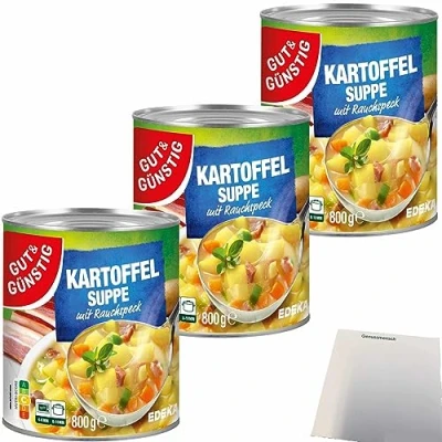 Abbildung von Gut&amp;Günstig Kartoffelsuppe mit saftigem Rauchspeck 3er Pack (3x800g Dose) + usy Block