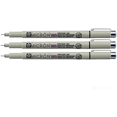 Abbildung von Pigma Sakura Micron Pigment Fineliner, 0,05 mm, Schwarz, 3 Stück