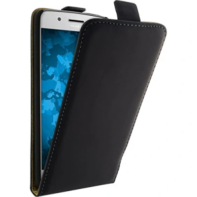 Abbildung von PhoneNatic Kunst Lederhülle kompatibel mit Lenovo Moto G5 Flip Case schwarz + 2 Schutzfolien
