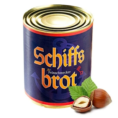 Abbildung von Schiffsbrot Büchsenbrot Dosenbrot Haselnuss 6 für 5, 1 Jahr Haltbarkeit (6 x 500 g)