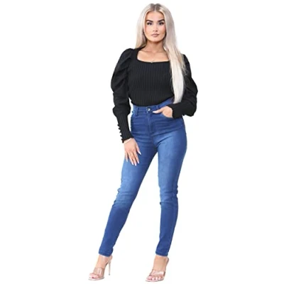 Abbildung von 989Zé ENZO Damen Jeans Skinny Stretch Hohe Taille Denim Hose, blau, 40