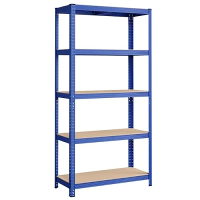 Abbildung von SONGMICS GLR040Q02 Regal aus Stahl, robust, 5 Regale, kein Schrauben, für Garage, Lager, Waschküche, Traglast 875 kg, 40 x 90 180 cm, Blau, 2 Stück