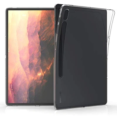 Abbildung von kwmobile Hülle kompatibel mit Samsung Galaxy Tab S8+ Plus/Galaxy S7+ Plus weiches TPU Silikon Case Transparent Tablet Cover