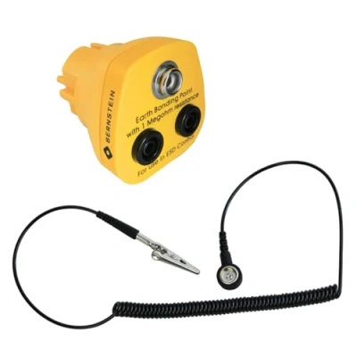 Abbildung von BERNSTEIN ESD Erdungsleitung 1 MOhm, 1800mm Druckknopf 10mm und Bananenstecker Effektiver Schutz