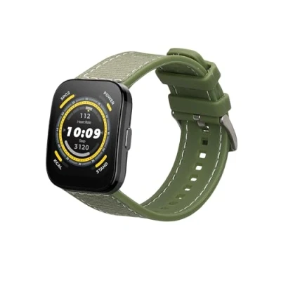 Abbildung von kwmobile Armband kompatibel mit Huami Amazfit Bip 5 Unity/Amazfit / GTR 4 Band Aus Nylon und Silikon Fitnesstracker Sportarmband Dunkelgrün Innenmaße 14 22 cm