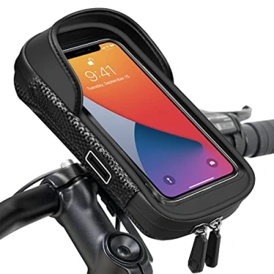Abbildung von Vitalismo Wasserdicht Handyhalterung Handyhalter Fahrrad Lenkertasche 360Drehbarem Fahrradhalterung Handy Halterung Halter Fahrradlenker Tasche Fahrradtasche mit Regenhaube für 7 Zoll Smartphone GPS