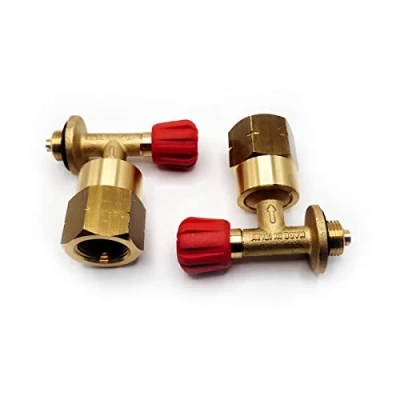 Abbildung von Butan 907, 904 &amp; 901 Camping Gasflaschenadapter mit 21,8 mm LH Gasauslass auf UK POL Propan Messing Adapter